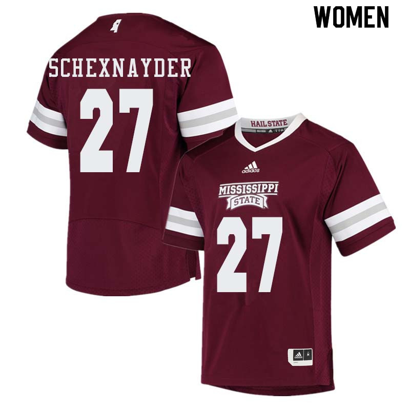 Women #27 Kody Schexnayder Mississippi State Bulldogs College Football Jerseys Sale-Maroon